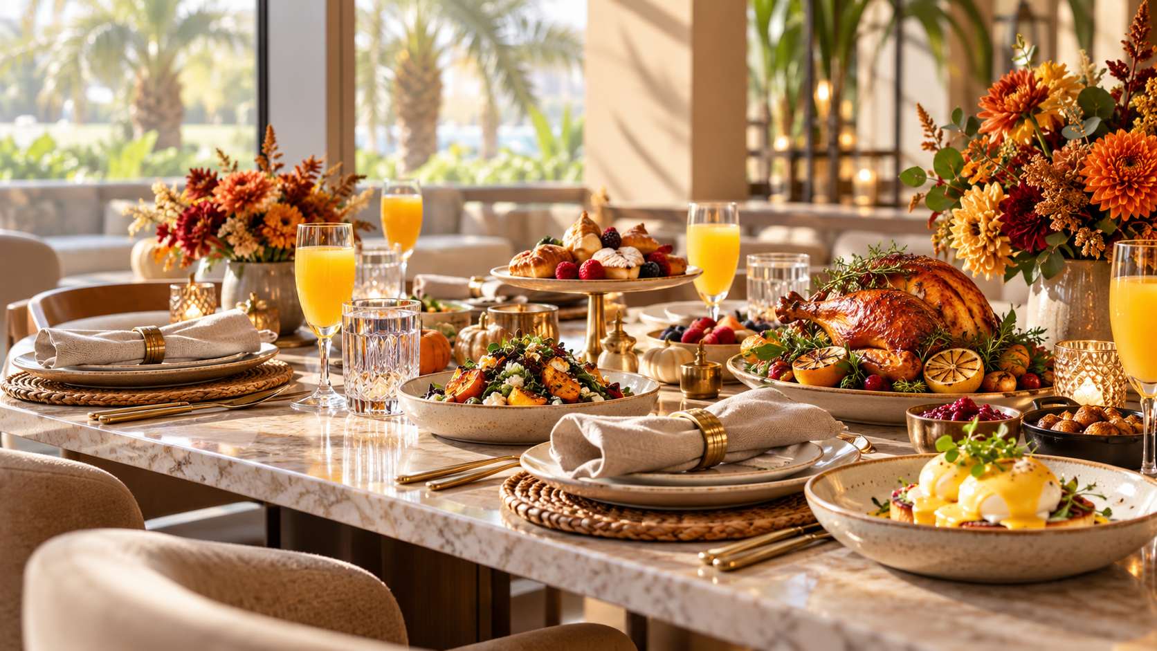 AI-generated editorial illustration for Timo at Al Jaddaf Rotana Suite Hotel announces Thanksgiving brunch on 28 November