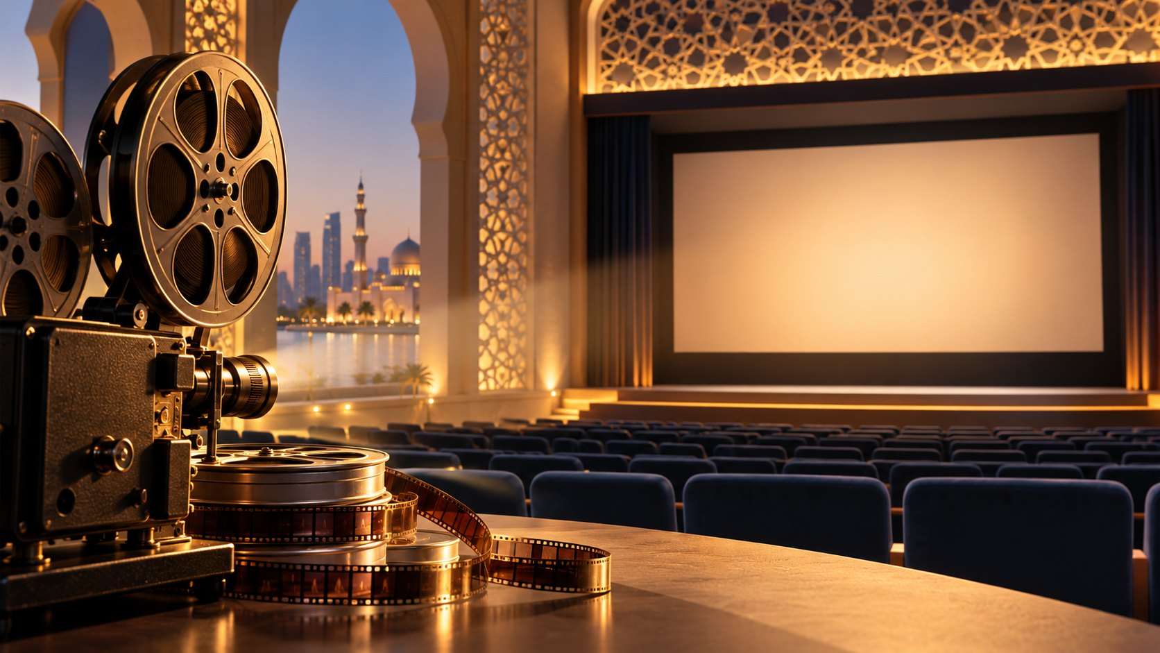 AI-generated editorial illustration for Sheikh Fahim bin Sultan Al Qasimi inaugurates Sharjah International Film Festival for Children and Youth